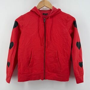Revelation Red Zip Hoodie Girls Large Valentine's Day Black Hearts NWT Cozy Cute